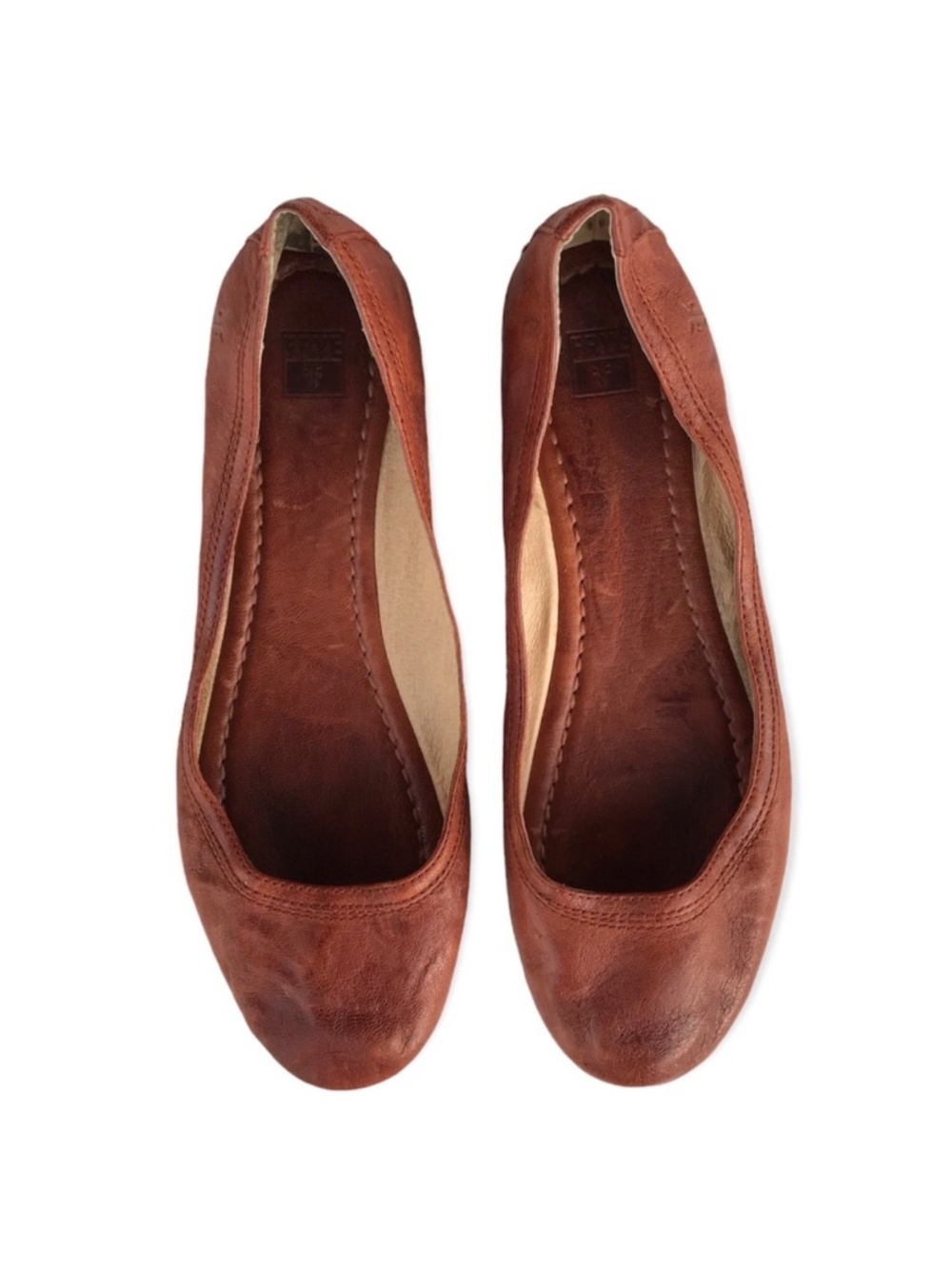 Frye Carson Leather Ballet Flats Slip On Size 9.5M Cognac